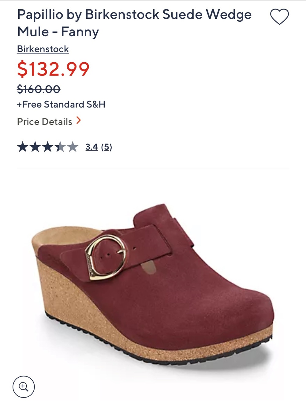 Birkenstock Fanny Suede Wedge Mule in Burgundy Red - Picture 1 of 7